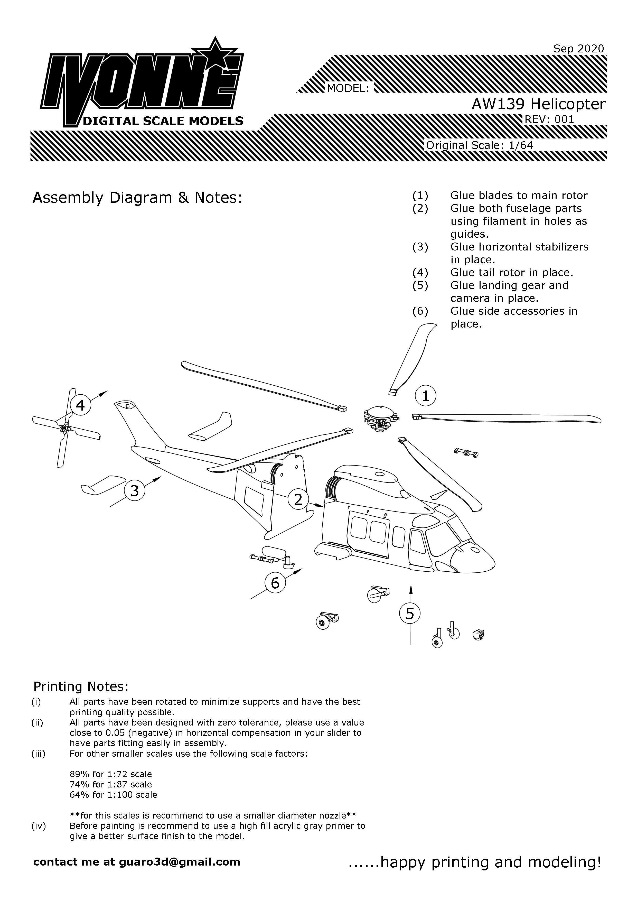 STL file Agusta Westland AW139 Helicopter 164 scale model 🚁・3D